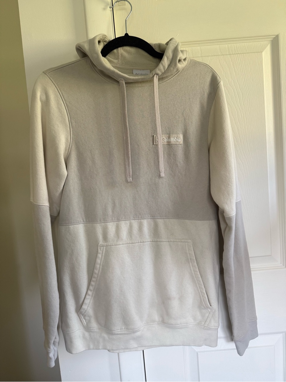 Columbia Women’s XS Colorblock Fleece Pullover Hoodie Cream Beige Logo